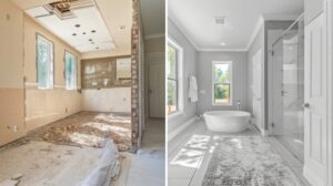 Bathroom before and after