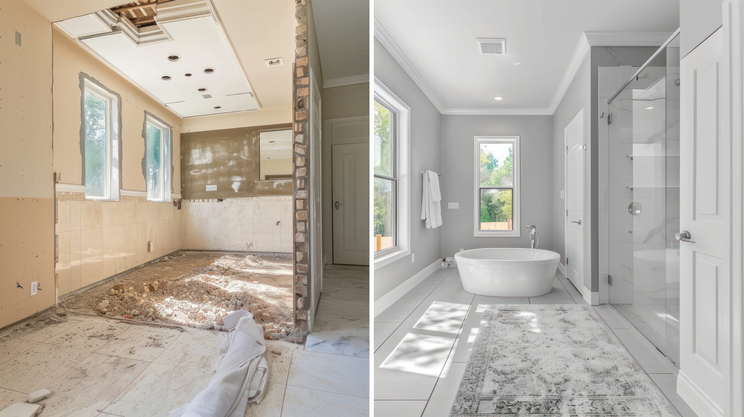 Bathroom before and after